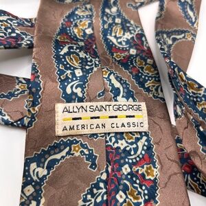 Men's Vintage Allyn Saint George Blue Brown and Blue Paisley Necktie